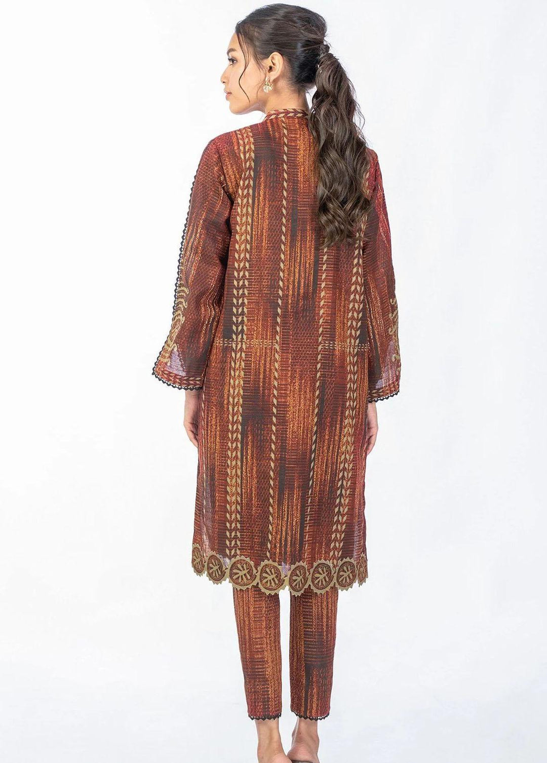 Al Karam Printed Khaddar Suits Unstitched 2 Piece AK22W FW-42-22-Rust - Winter Collection