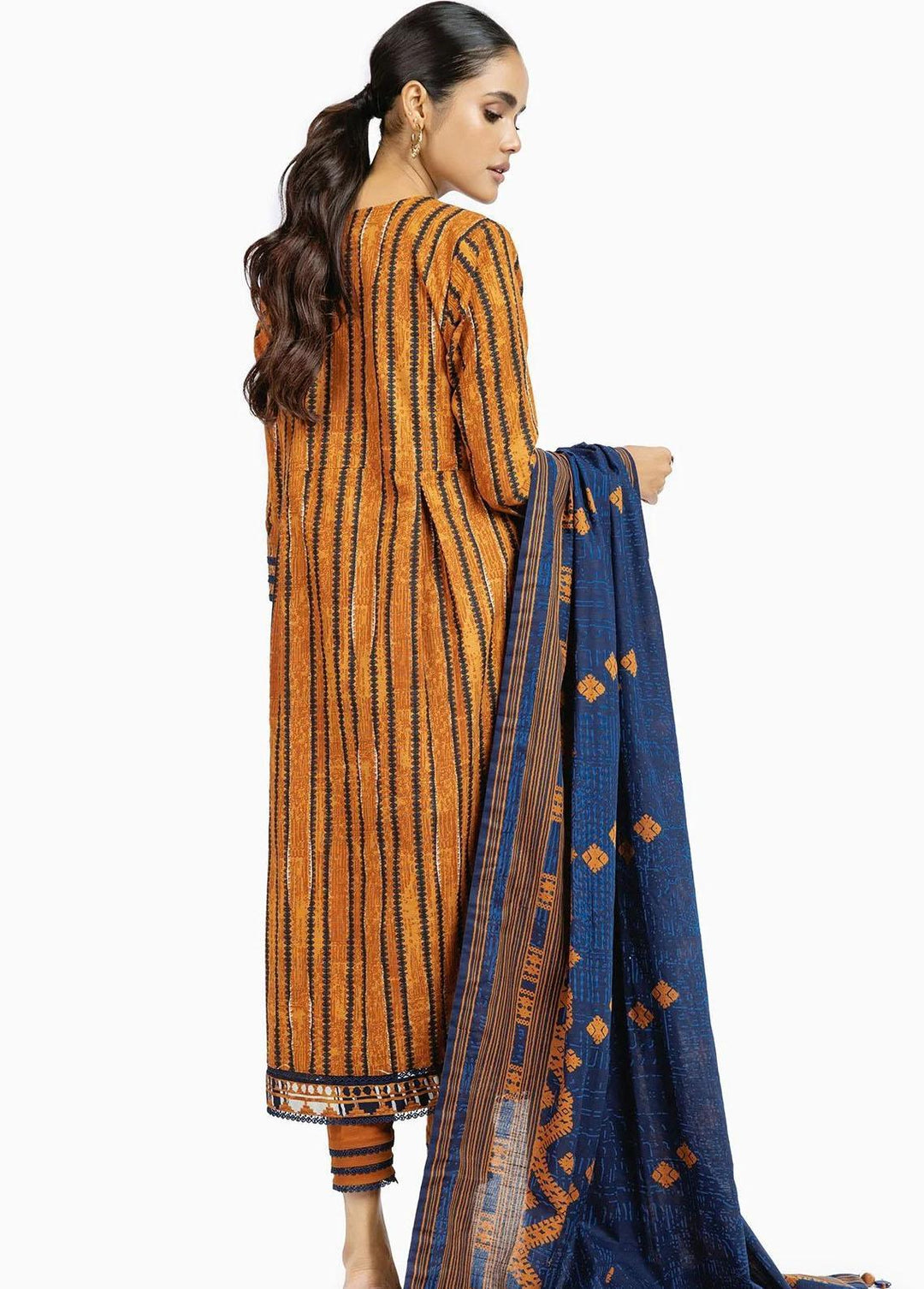 Al Karam Printed Khaddar Suits Unstitched 2 Piece AK22W FW-47-22-Yellow - Winter Collection