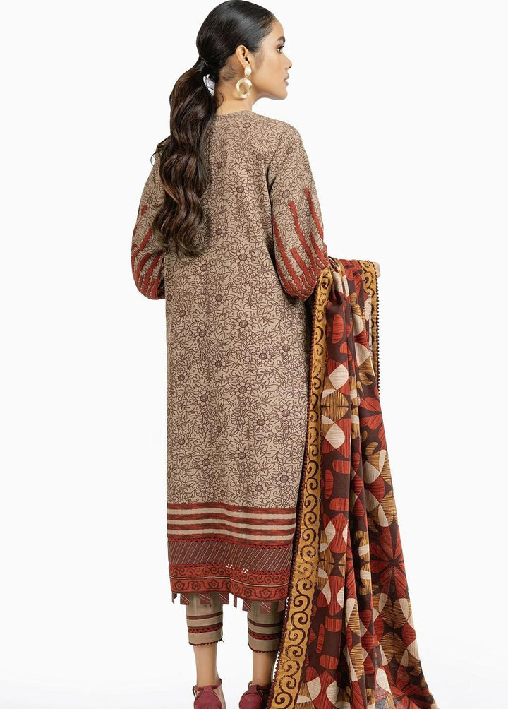 Al Karam Printed Khaddar Suits Unstitched 2 Piece AK22W FW-50-22-Rust - Winter Collection