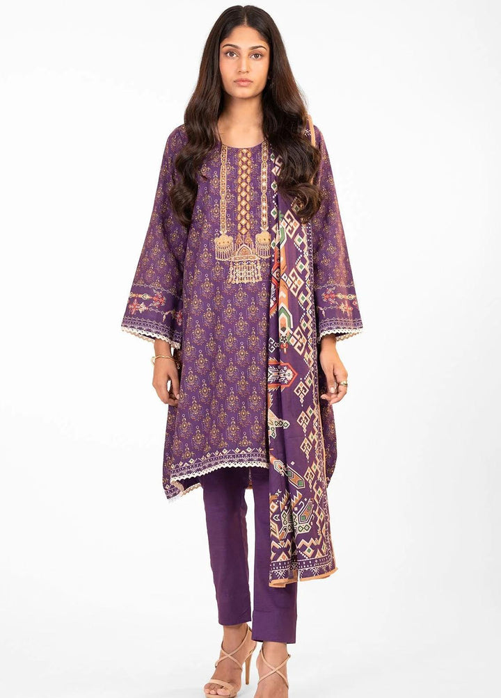 Al Karam Embroidered Khaddar Suits Unstitched 2 Piece AK22W FW-52.1-22-Purple - Winter Collection