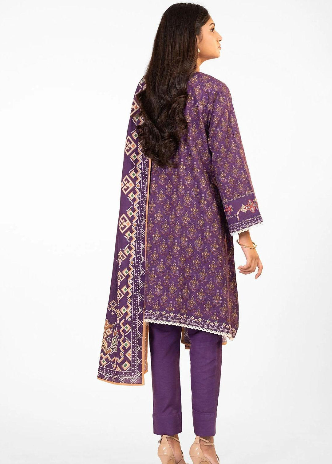 Al Karam Embroidered Khaddar Suits Unstitched 2 Piece AK22W FW-52.1-22-Purple - Winter Collection