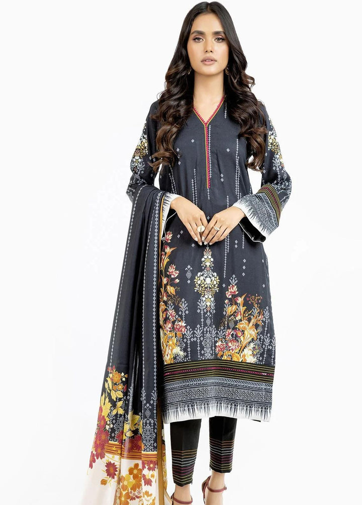 Al Karam Printed Viscose Suits Unstitched 2 Piece AK22W FW-55.1-22-Black - Winter Collection