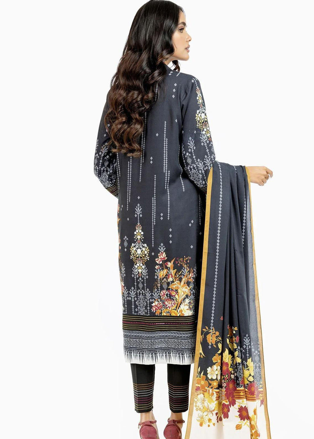 Al Karam Printed Viscose Suits Unstitched 2 Piece AK22W FW-55.1-22-Black - Winter Collection