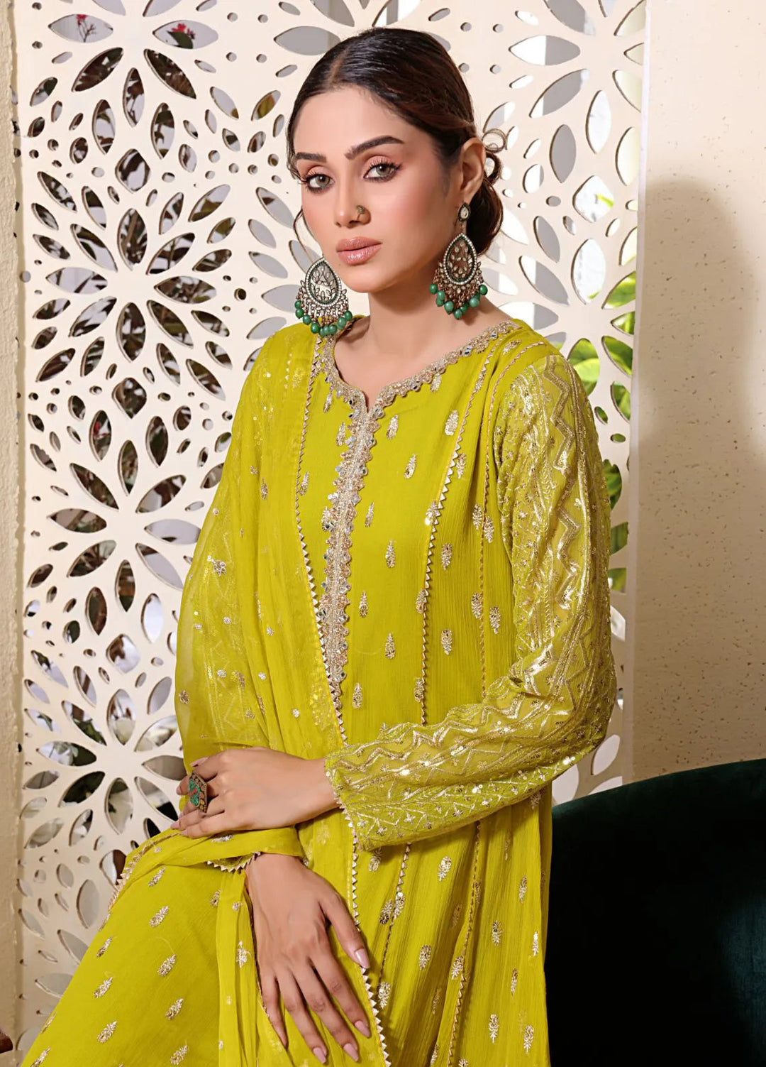 Al Siyaab Pret Embroidered Chiffon 3 Piece Suit Bahaar Dhaani