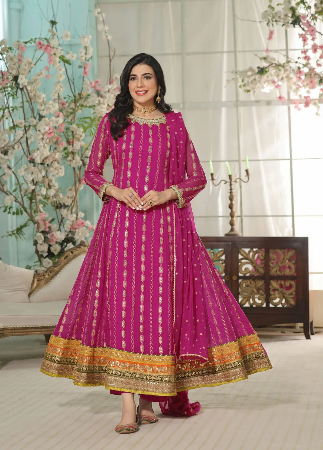 Al Siyaab Pret Embroidered Chiffon 3 Piece Suit Gulaal Margenda