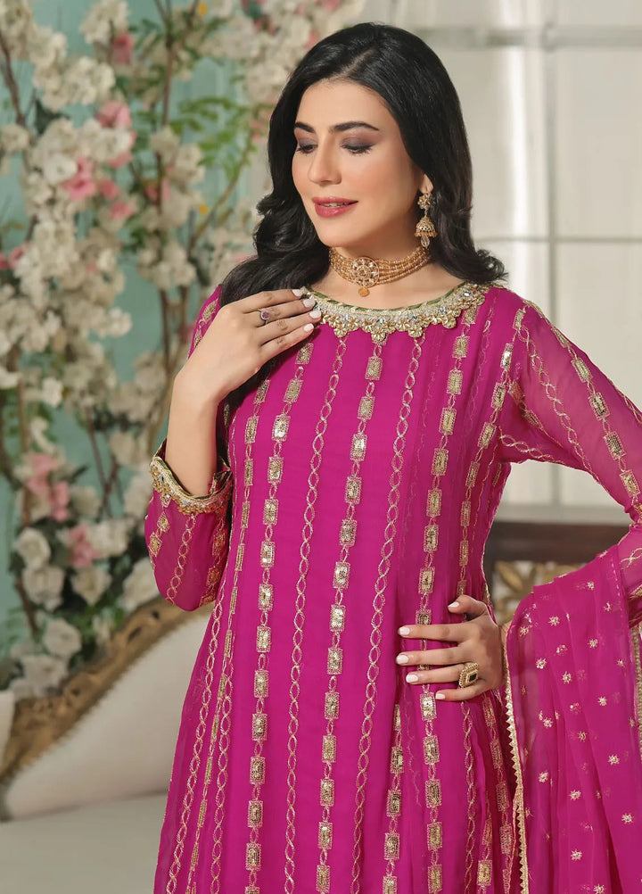 Al Siyaab Pret Embroidered Chiffon 3 Piece Suit Gulaal Margenda