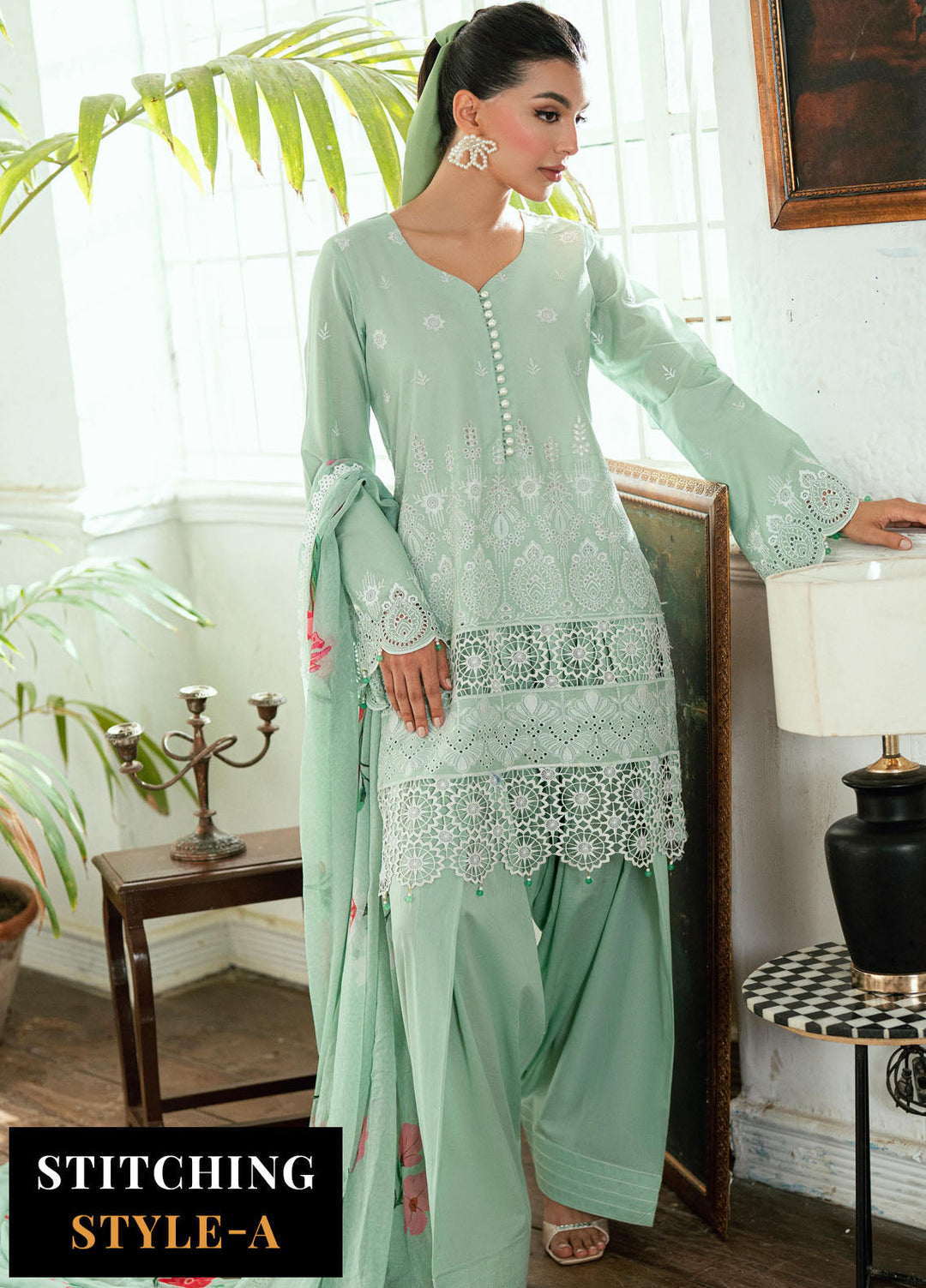 Al Zohaib Embroidered Schiffly Suits Unstitched 3 Piece AZ25LK D-01 - Summer Collection