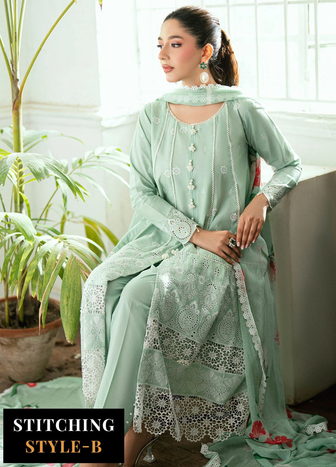 Al Zohaib Embroidered Schiffly Suits Unstitched 3 Piece AZ25LK D-01 - Summer Collection