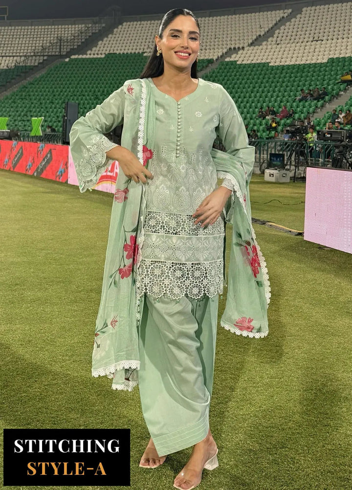 Al Zohaib Embroidered Schiffly Suits Unstitched 3 Piece AZ25LK D-01 - Summer Collection