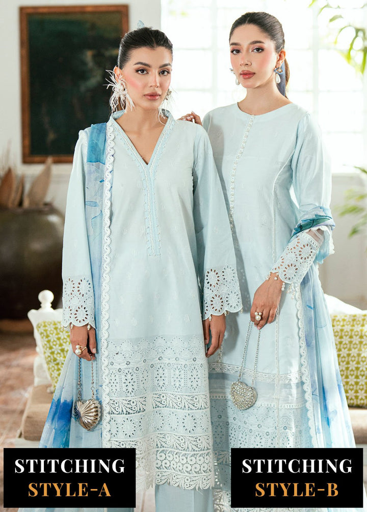 Al Zohaib Embroidered Schiffly Suits Unstitched 3 Piece AZ25LK D-02 - Summer Collection