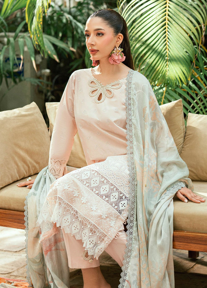 Al Zohaib Embroidered Schiffly Suits Unstitched 3 Piece AZ25LK D-03 - Summer Collection
