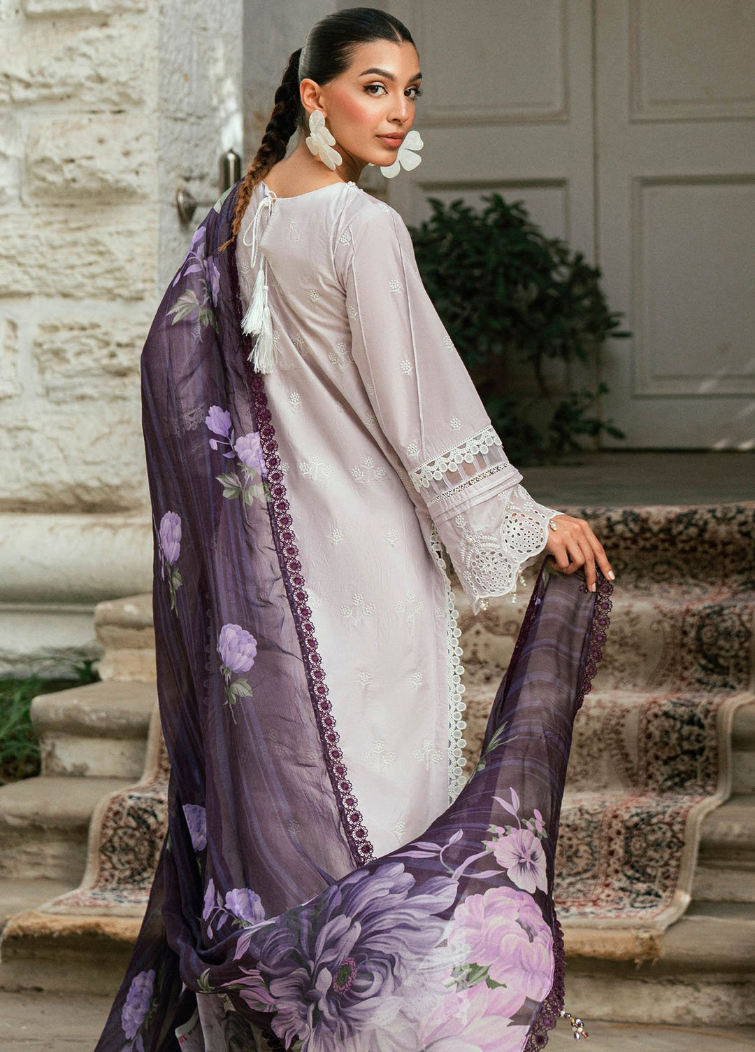 Al Zohaib Embroidered Schiffly Suits Unstitched 3 Piece AZ25LK D-06 - Summer Collection