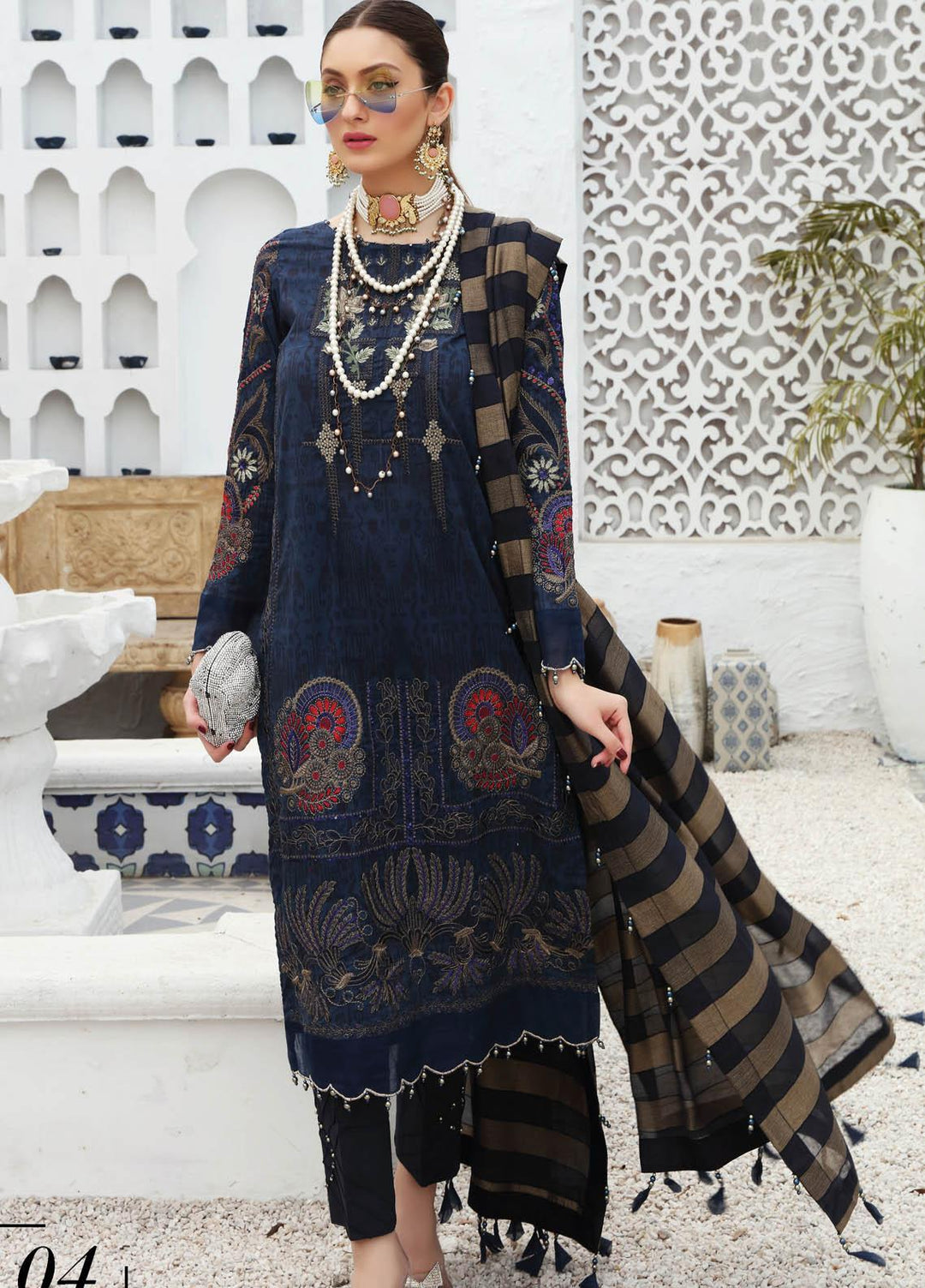 Festive Hues By Al Zohaib Embroidered Lawn Suits Unstitched 3 Piece AZ21FH 04 - Festive Collection