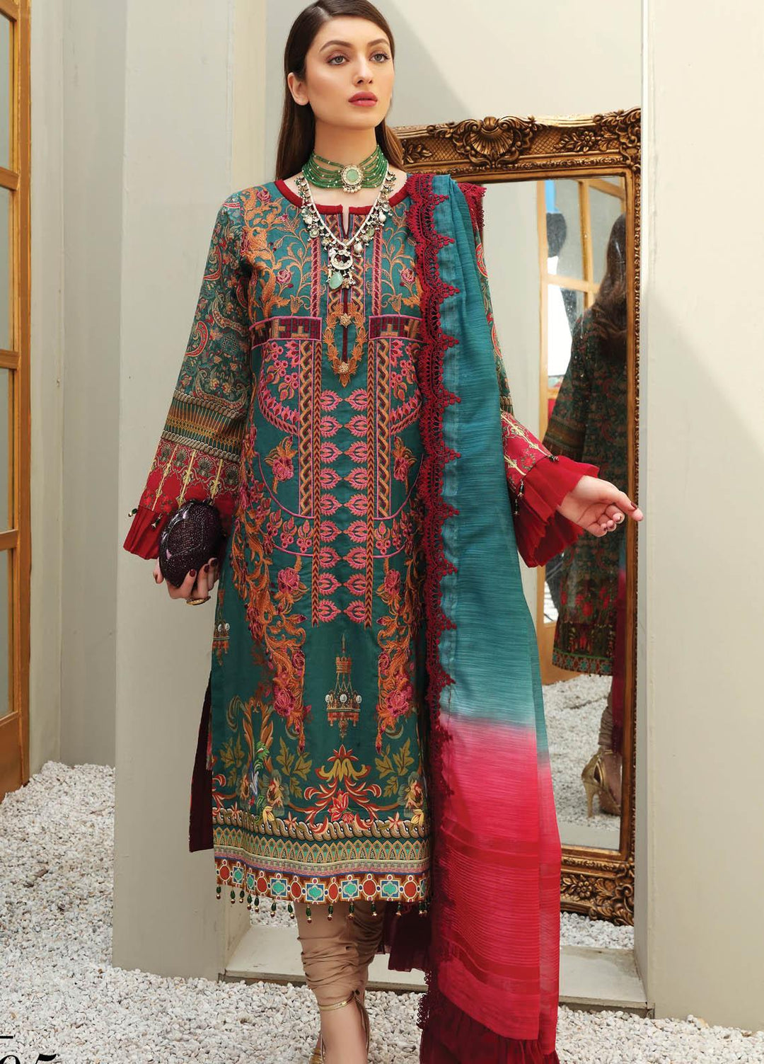Festive Hues By Al Zohaib Embroidered Lawn Suits Unstitched 3 Piece AZ21FH 05 - Festive Collection