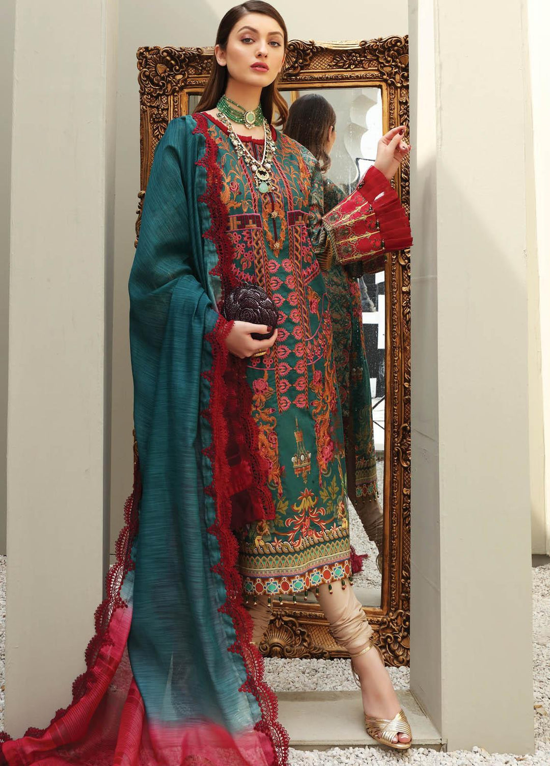 Festive Hues By Al Zohaib Embroidered Lawn Suits Unstitched 3 Piece AZ21FH 05 - Festive Collection