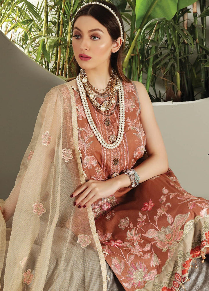 Festive Hues By Al Zohaib Embroidered Lawn Suits Unstitched 3 Piece AZ21FH 08 - Festive Collection