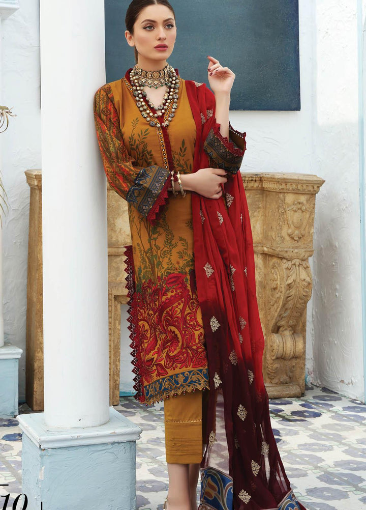 Festive Hues By Al Zohaib Embroidered Lawn Suits Unstitched 3 Piece AZ21FH 10 - Festive Collection