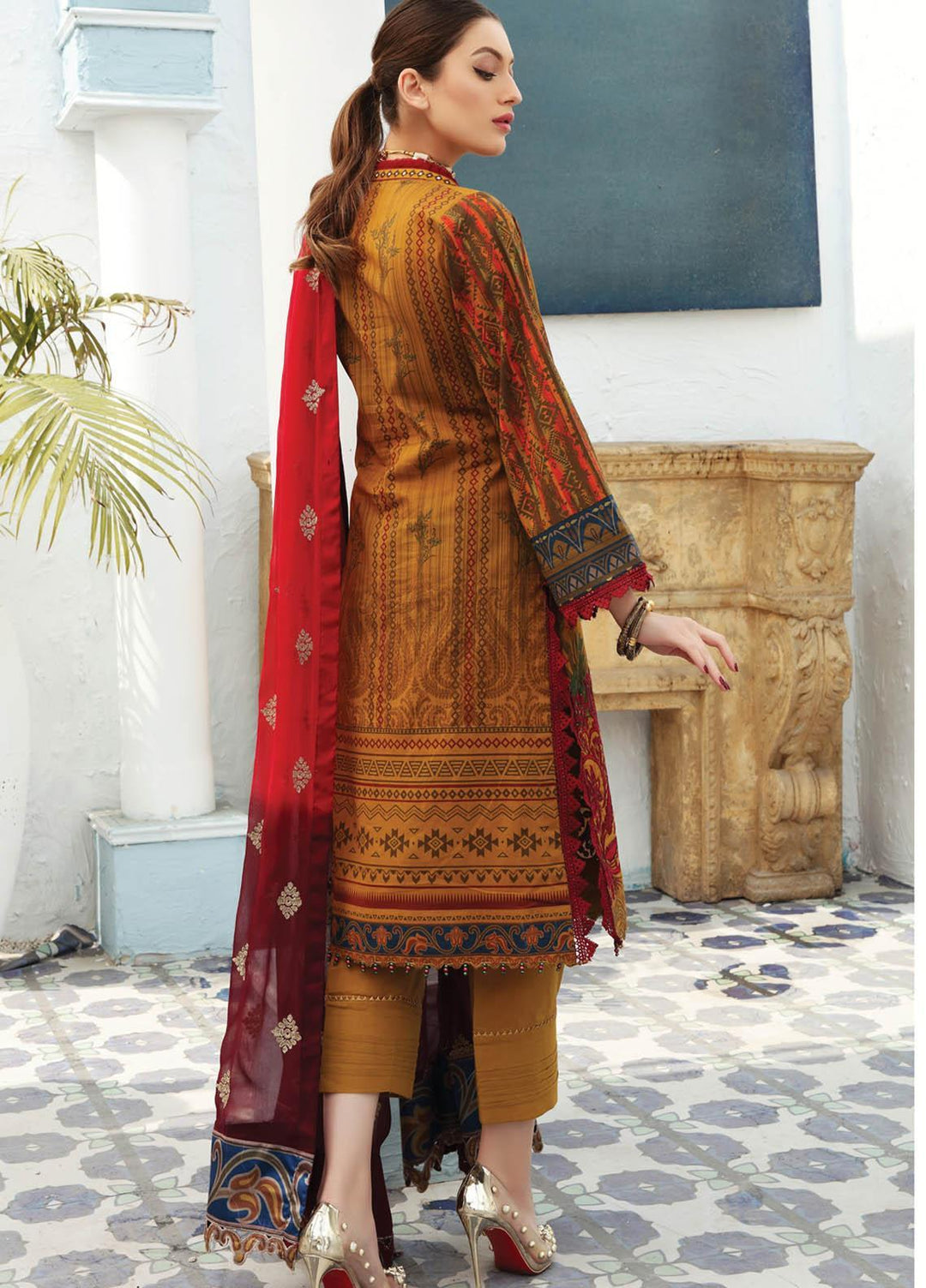 Festive Hues By Al Zohaib Embroidered Lawn Suits Unstitched 3 Piece AZ21FH 10 - Festive Collection