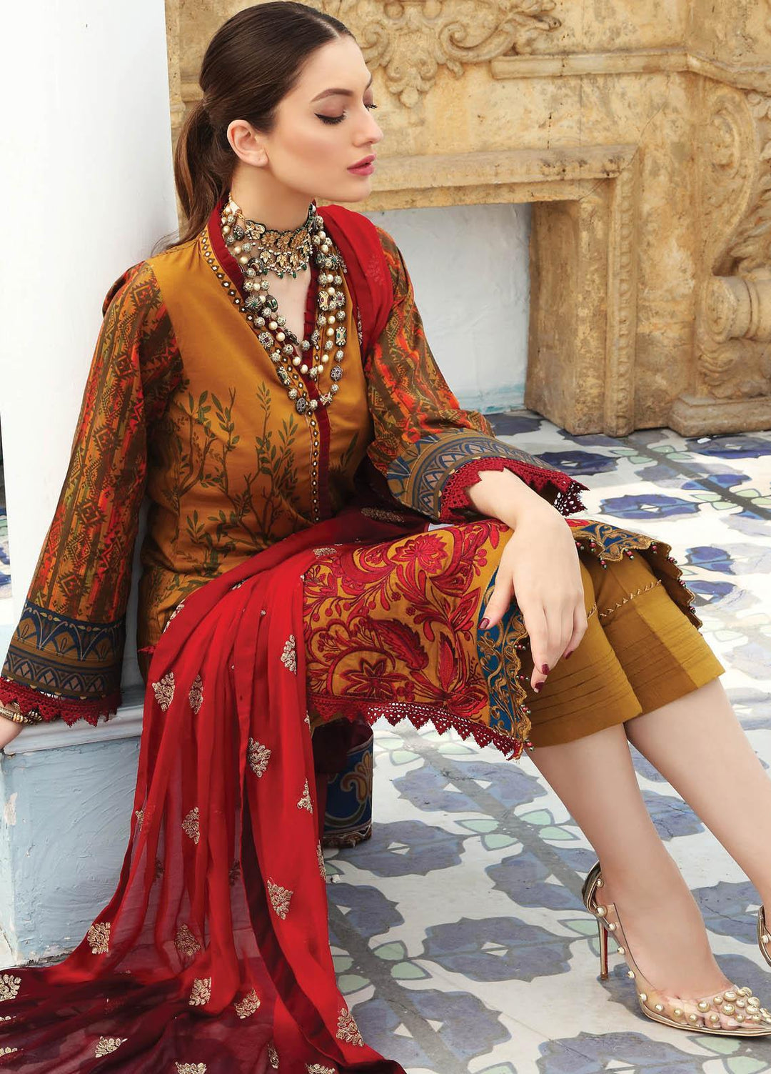 Festive Hues By Al Zohaib Embroidered Lawn Suits Unstitched 3 Piece AZ21FH 10 - Festive Collection
