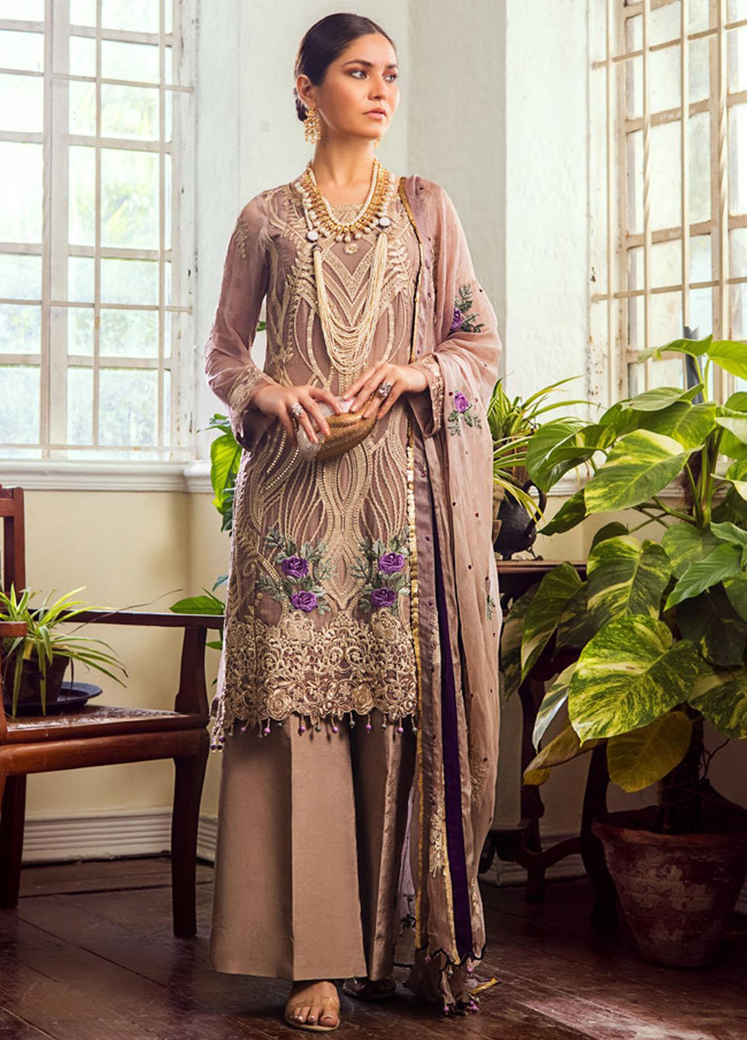 Al Zohaib Embroidered Chiffon Suits Unstitched 3 Piece AZ22FW 04 Valentino - Luxury Collection