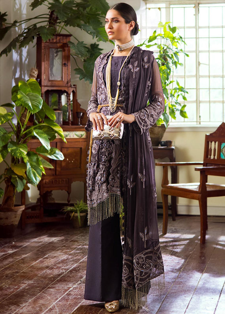 Al Zohaib Embroidered Chiffon Suits Unstitched 3 Piece AZ22FW 05 Mist - Luxury Collection