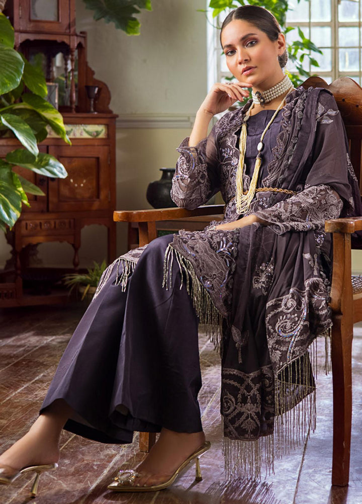 Al Zohaib Embroidered Chiffon Suits Unstitched 3 Piece AZ22FW 05 Mist - Luxury Collection