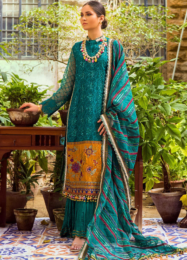 Al Zohaib Embroidered Organza Suits Unstitched 3 Piece AZ22FW 08 Midori - Luxury Collection