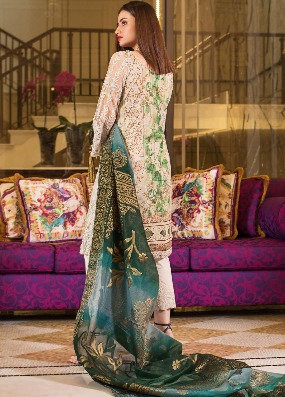 Mahiymaan By Al Zohaib Embroidered Net Suits Unstitched 3 Piece MAH21AZ D-01 - Summer Collection