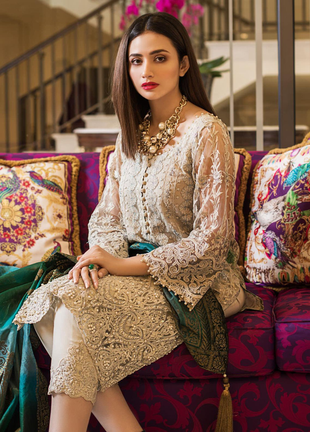 Mahiymaan By Al Zohaib Embroidered Net Suits Unstitched 3 Piece MAH21AZ D-01 - Summer Collection