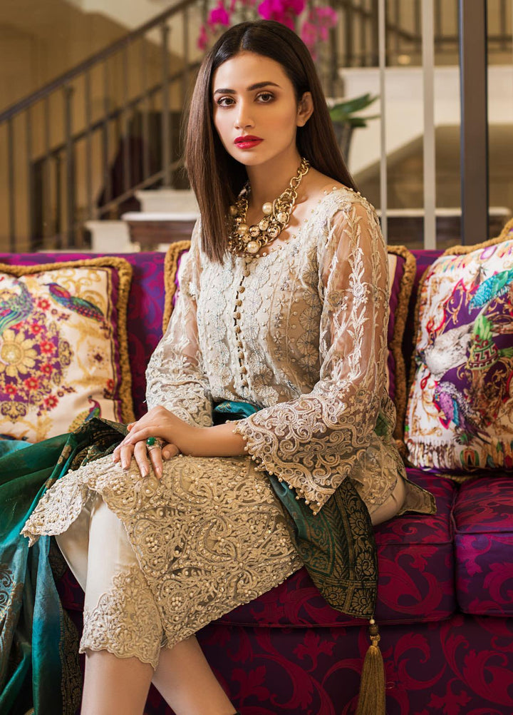 Mahiymaan By Al Zohaib Embroidered Net Suits Unstitched 3 Piece MAH21AZ D-01 - Summer Collection