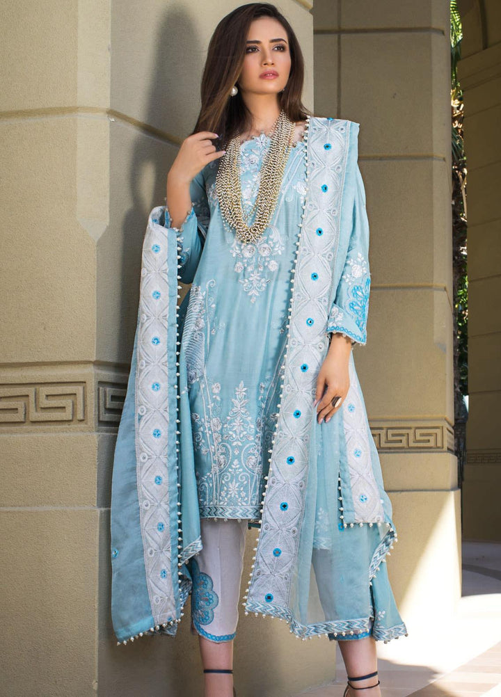 Mahiymaan By Al Zohaib Embroidered Khaadi Net Suits Unstitched 3 Piece MAH21AZ D-06 - Summer Collection