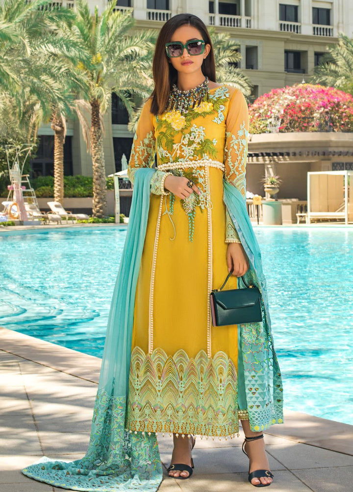 Mahiymaan By Al Zohaib Embroidered Net Suits Unstitched 3 Piece MAH21AZ D-08-A - Summer Collection