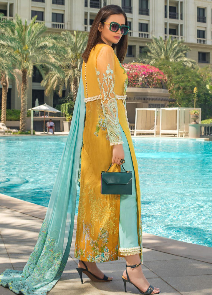 Mahiymaan By Al Zohaib Embroidered Net Suits Unstitched 3 Piece MAH21AZ D-08-A - Summer Collection