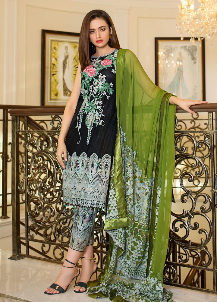 Mahiymaan By Al Zohaib Embroidered Net Suits Unstitched 3 Piece MAH21AZ D-08-B - Summer Collection