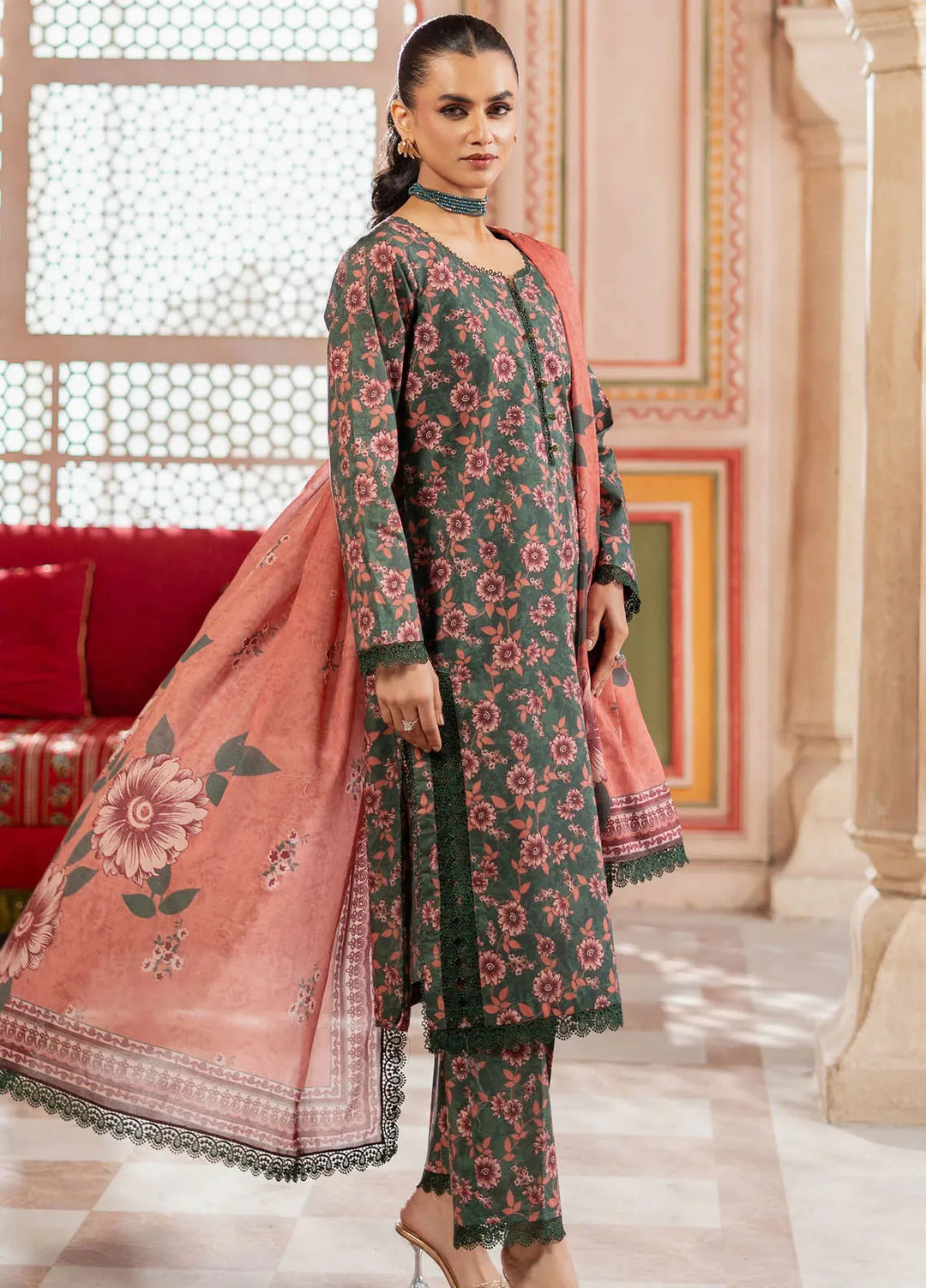 Al Zohaib Printed Lawn Suit Unstitched 3 Piece AZ25DP D-06 - Summer Collection