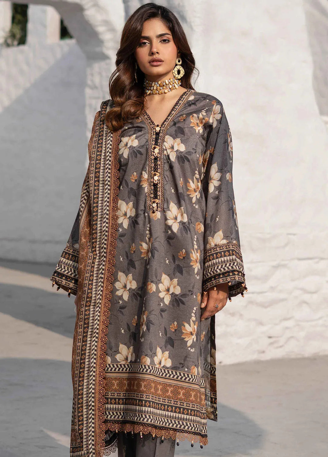 Al Zohaib Printed Lawn Suit Unstitched 3 Piece AZ25DP D-10 - Summer Collection