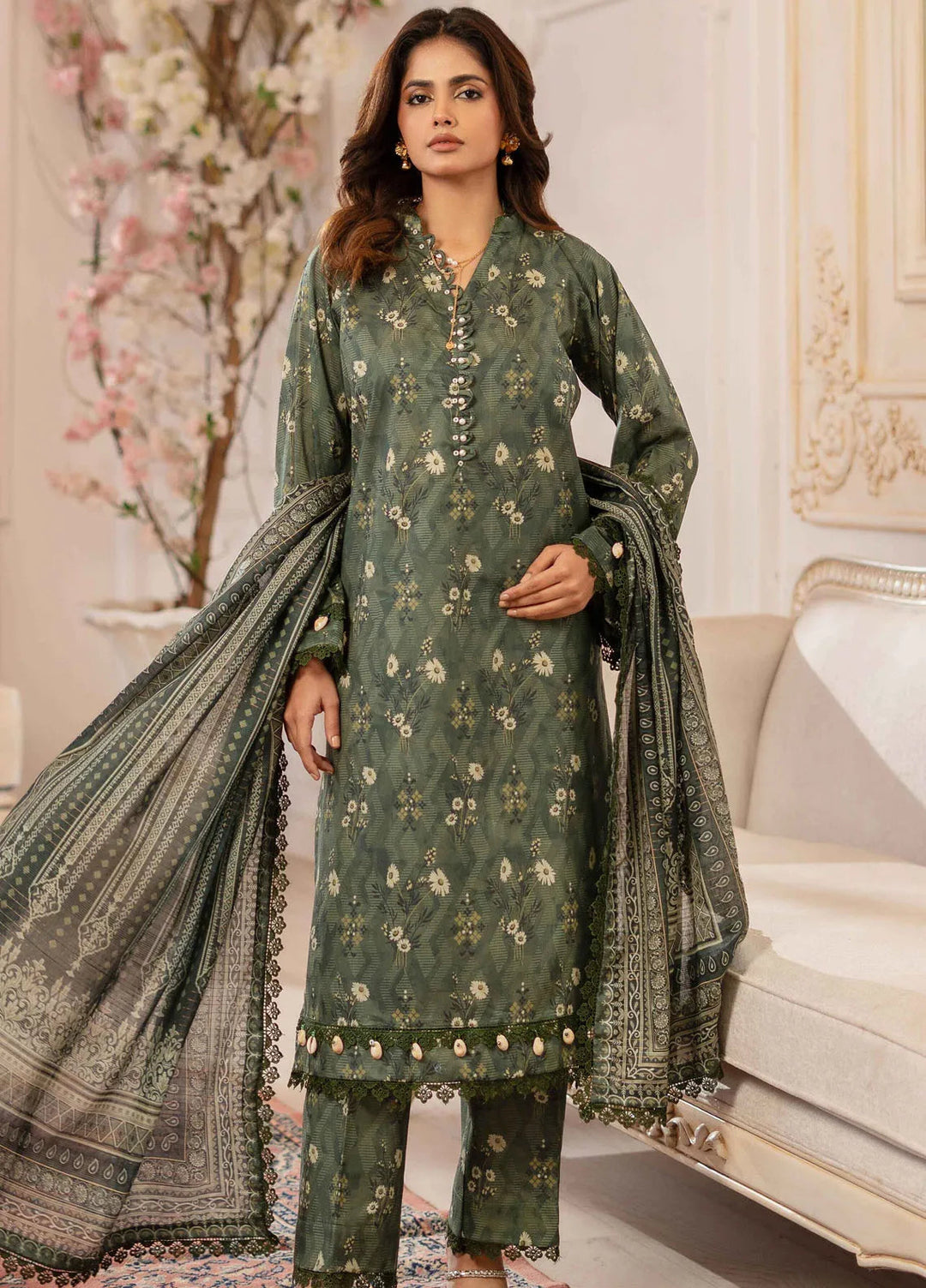 Al Zohaib Printed Lawn Suit Unstitched 3 Piece AZ25ID D-02 - Summer Collection