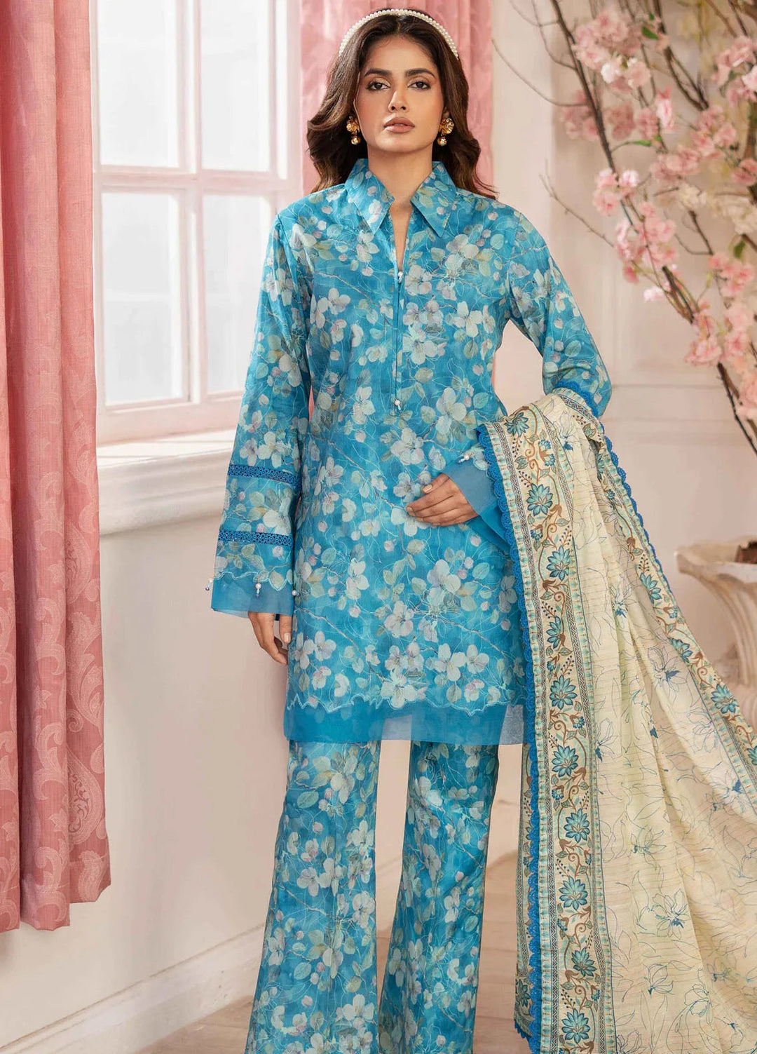 Al Zohaib Printed Lawn Suit Unstitched 3 Piece AZ25ID D-03 - Summer Collection