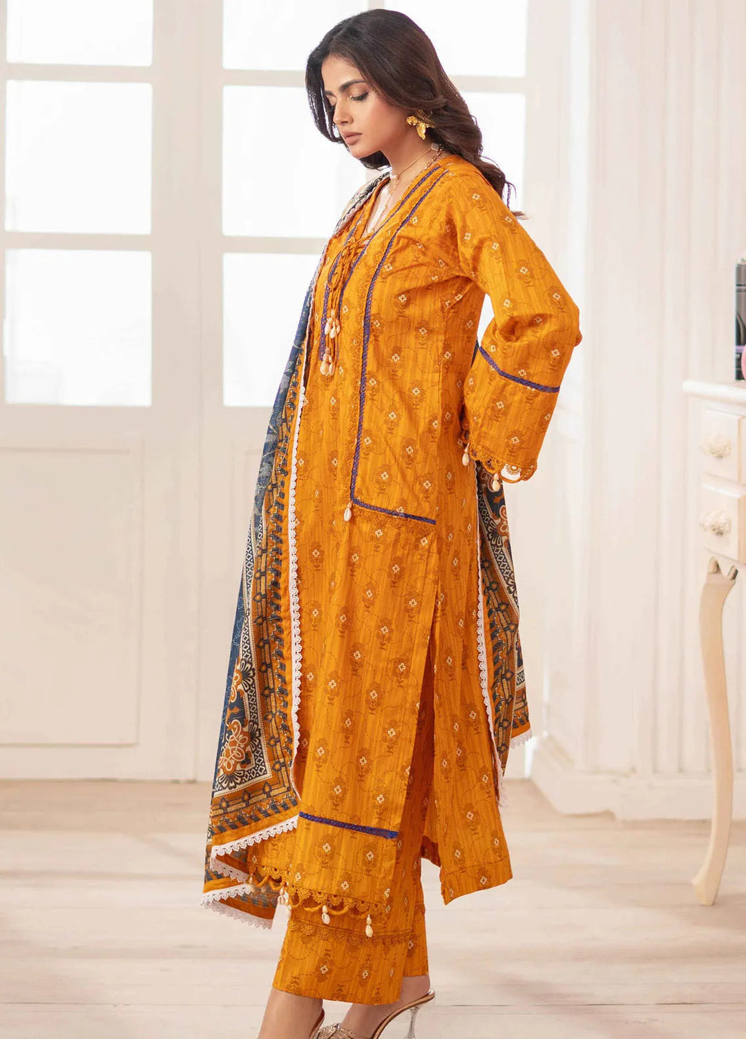 Al Zohaib Printed Lawn Suit Unstitched 3 Piece AZ25ID D-07 - Summer Collection