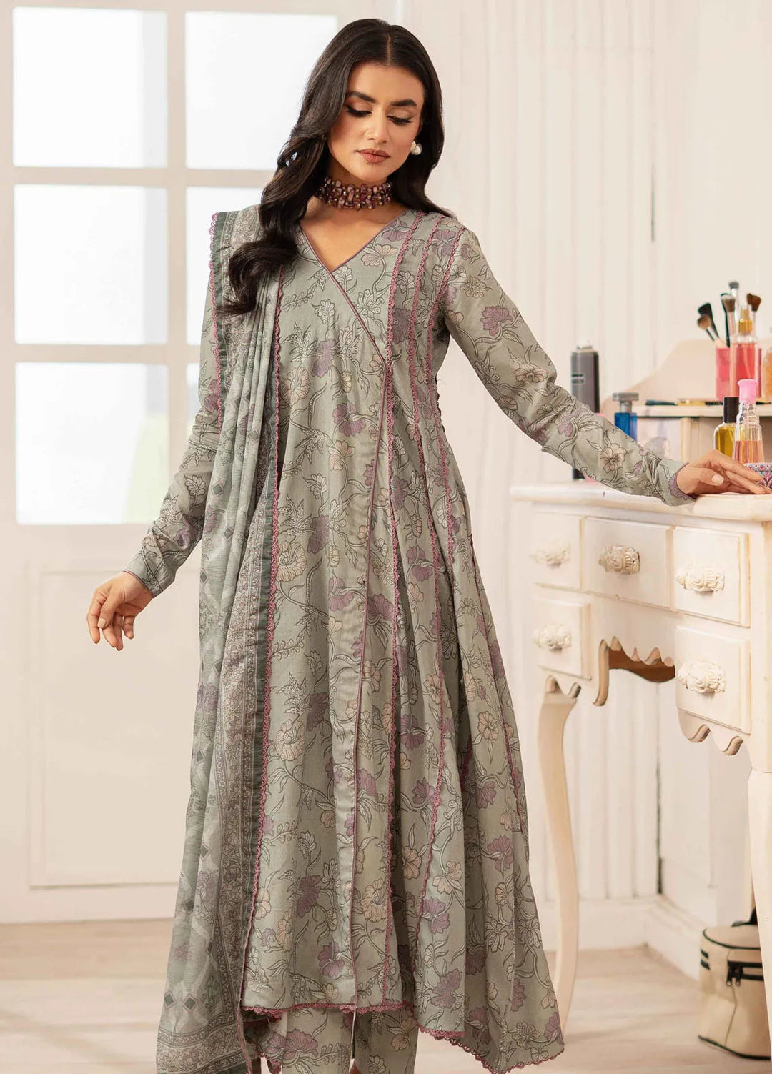 Al Zohaib Printed Lawn Suit Unstitched 3 Piece AZ25ID D-08 - Summer Collection