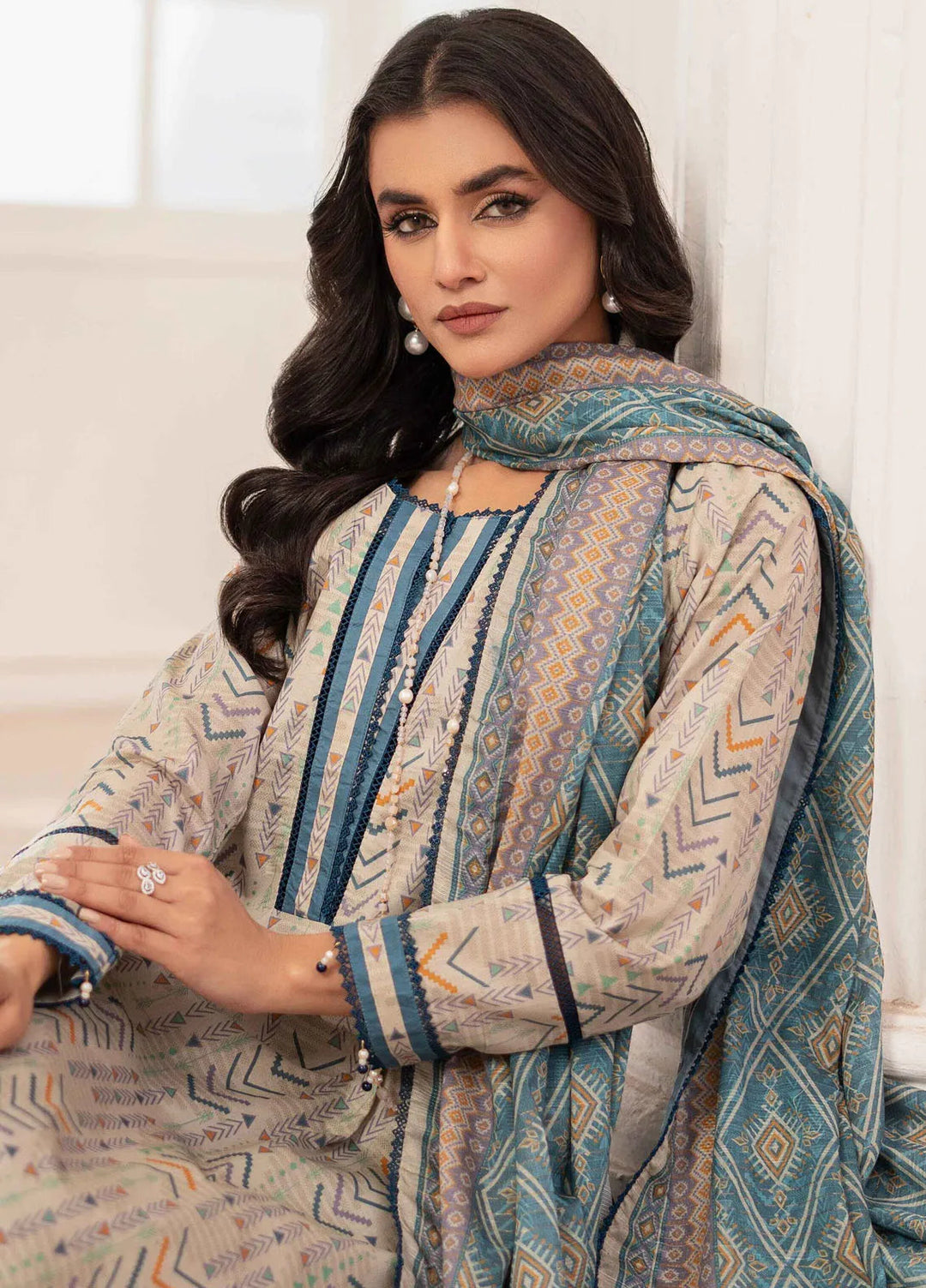 Al Zohaib Printed Lawn Suit Unstitched 3 Piece AZ25ID D-10 - Summer Collection