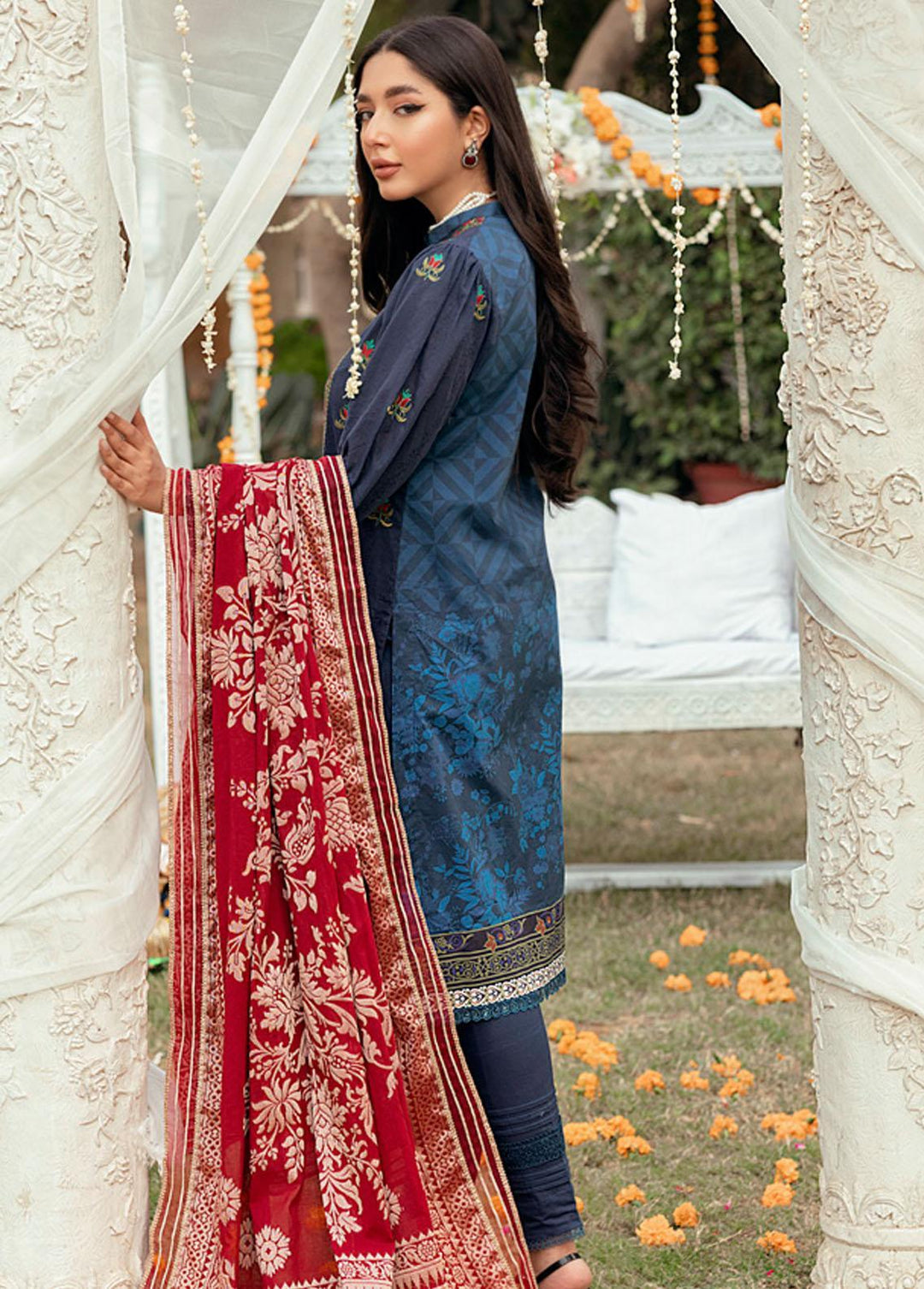 Sunehri Shaam By Al Zohaib Embroidered Jacquard Suits Unstitched 3 Piece AZ22SS 04 - Luxury Collection