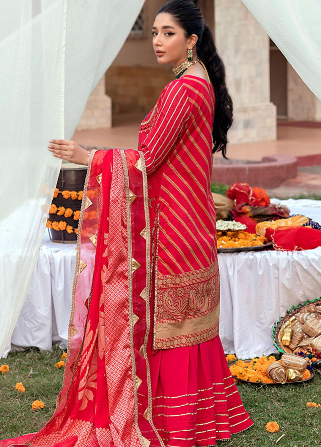 Sunehri Shaam By Al Zohaib Embroidered Jacquard Suits Unstitched 3 Piece AZ22SS 08 - Luxury Collection