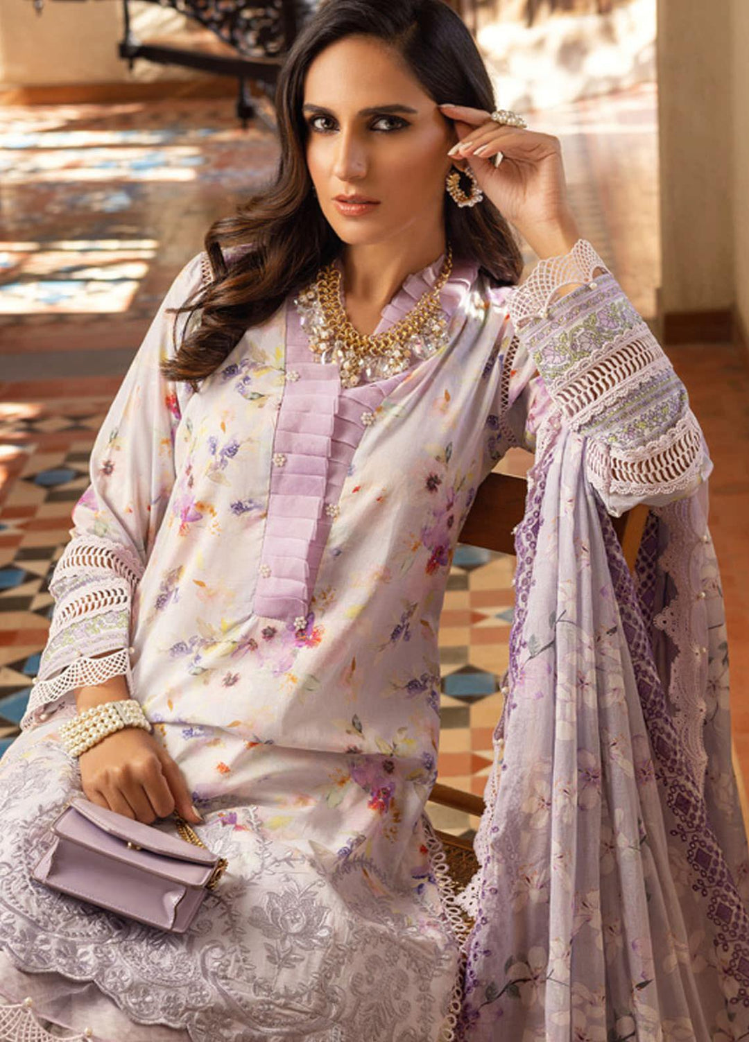 Al Zohaib Embroidered Lawn Suits Unstitched 3 Piece AZ22SNB D-1-A - Summer Collection