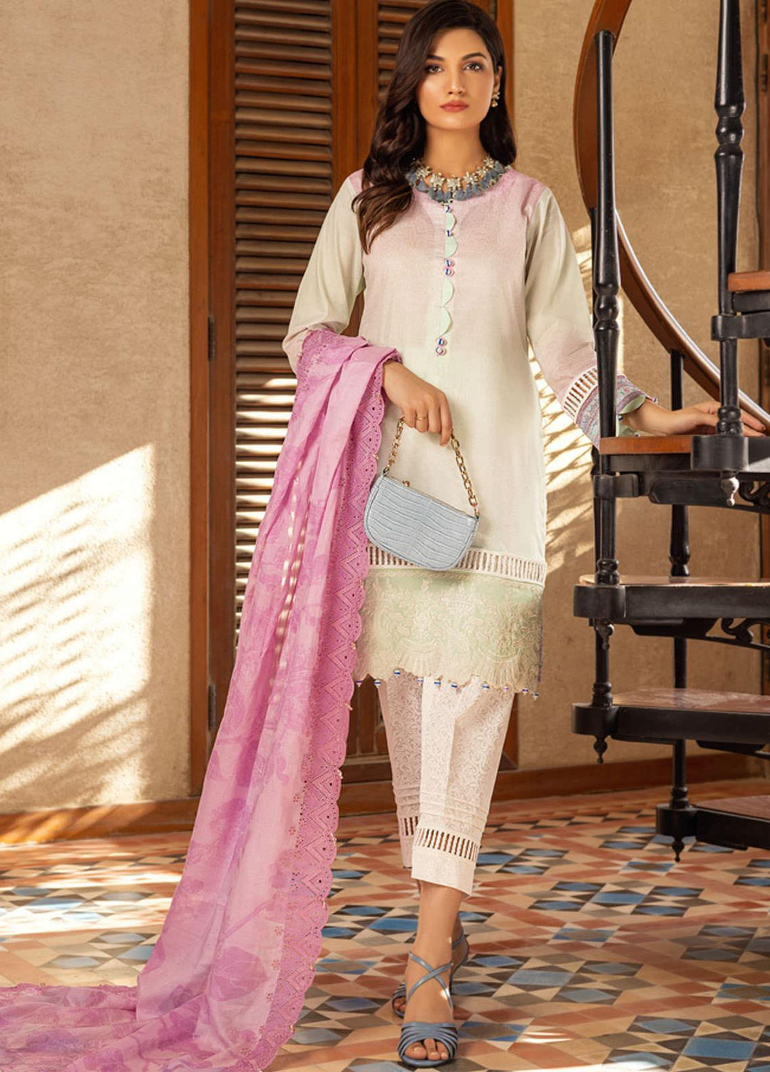 Al Zohaib Embroidered Lawn Suits Unstitched 3 Piece AZ22SNB D-4-A - Summer Collection
