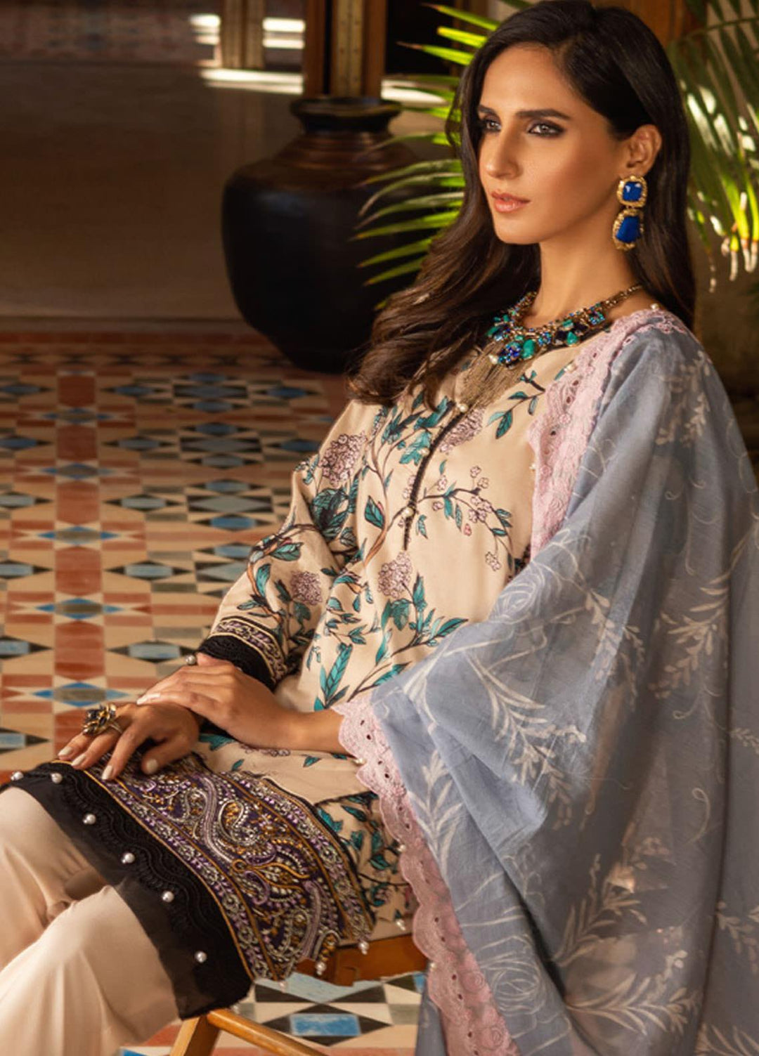 Al Zohaib Embroidered Lawn Suits Unstitched 3 Piece AZ22SNB D-7-B - Summer Collection