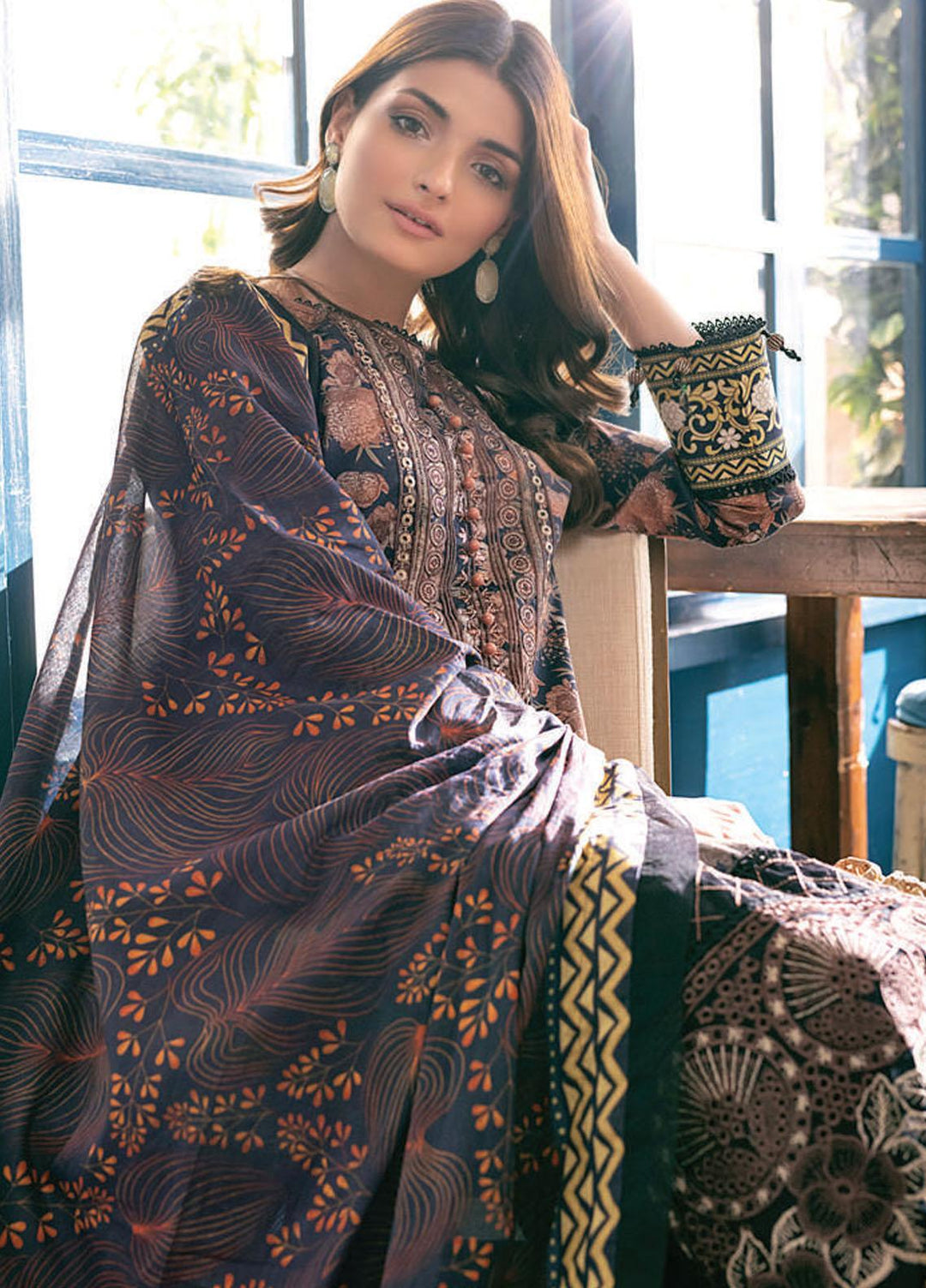 Sunshine Bloom By Al Zohaib Embroidered Cotton Satin Suits Unstitched 3 Piece AZ21SB 6A - Winter Collection