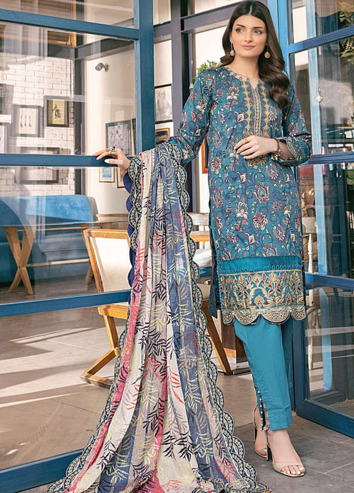 Sunshine Bloom By Al Zohaib Embroidered Cotton Satin Suits Unstitched 3 Piece AZ21SB 7 - Winter Collection