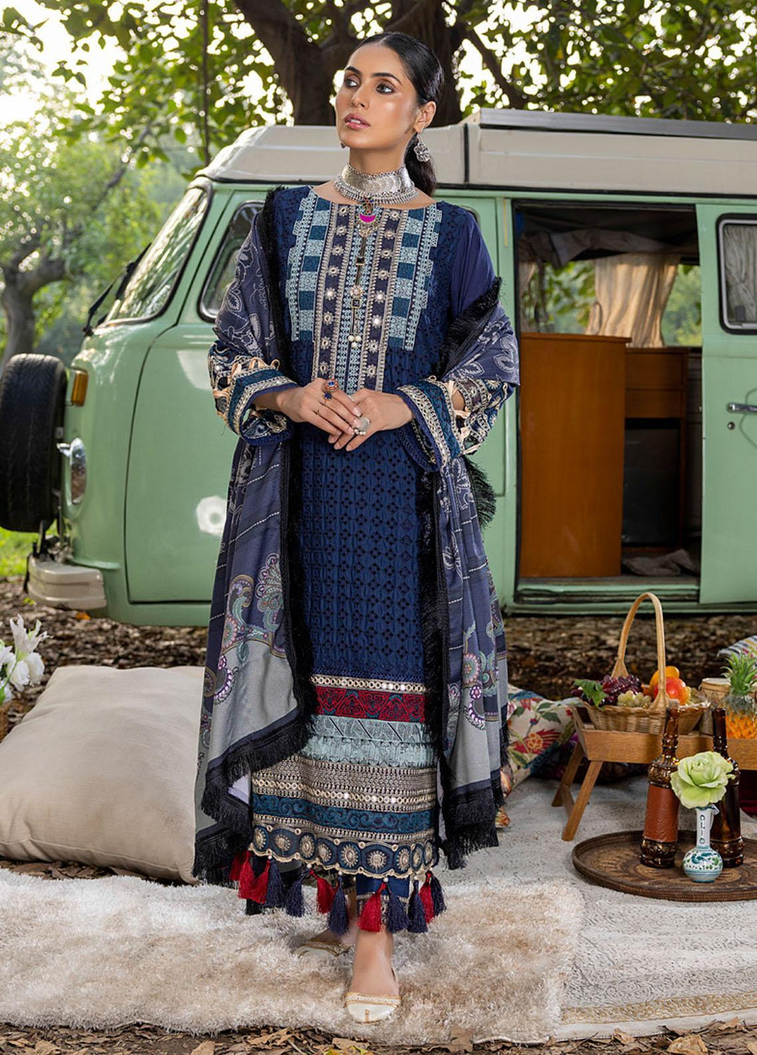 Wintry Breeze By Al Zohaib Embroidered Linen Suits Unstitched 3 Piece AZ22WB 03 - Winter Collection