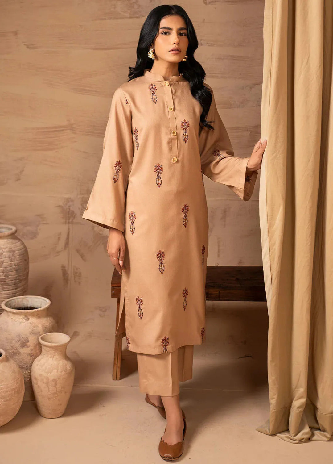 Alaia by Muraad Pret Embroidered Alpine Peach 2 Piece Suit Ahvi